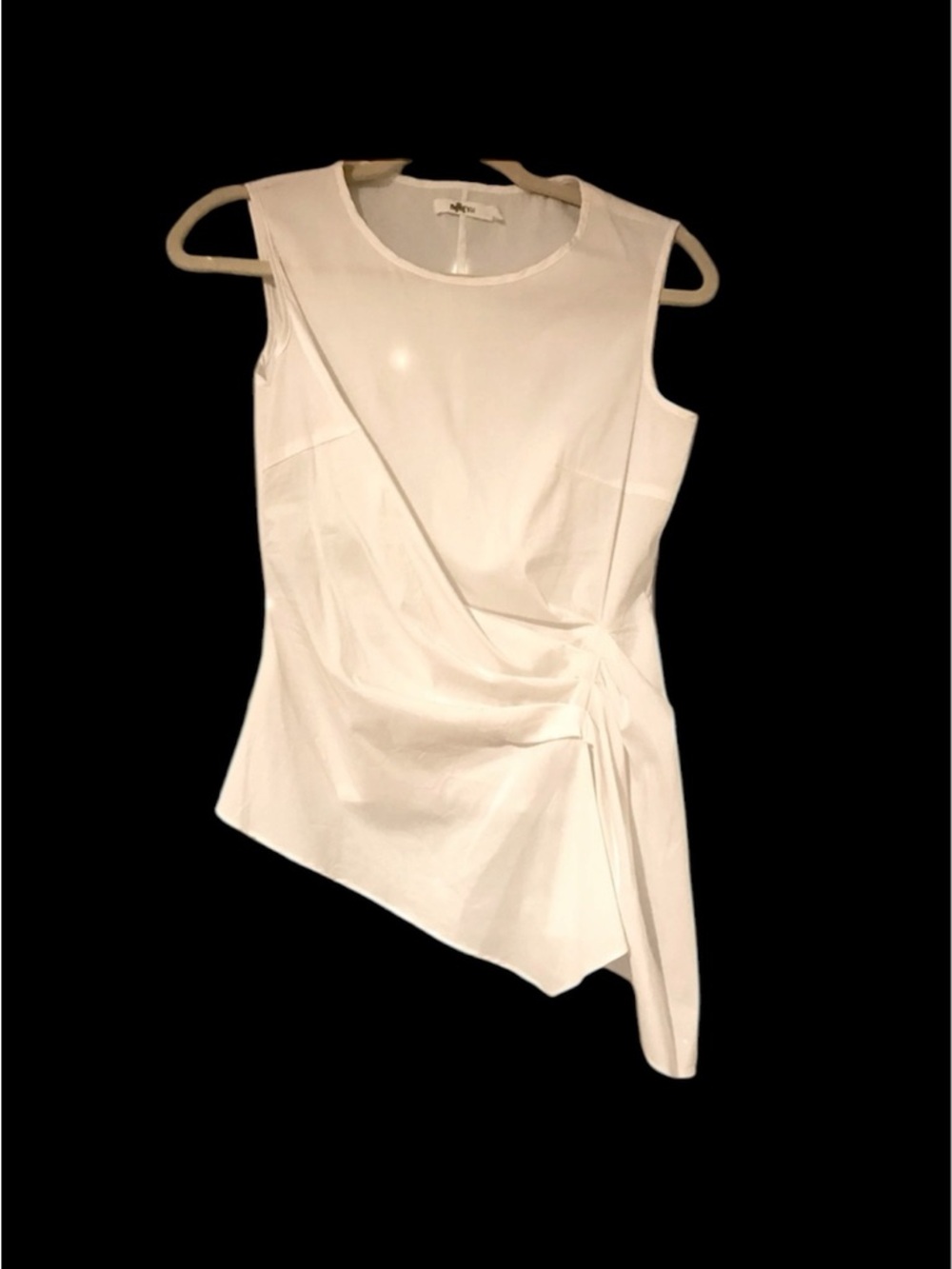 Bailey 44 White Asymmetric Sleeveless Draped Top